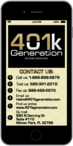 Front of Smart Phone Card for 401k Generation